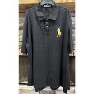 Men’s POLO By Ralph Lauren Black BIG LOGO Short Sleeve Shirt 3XLT Tall *D3